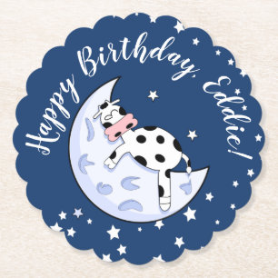 Posavasos De Papel Vaca sobre la luna