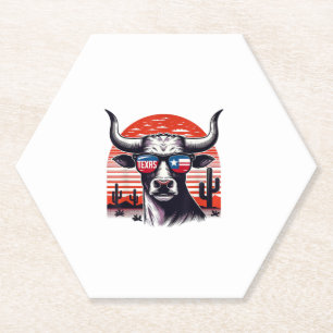 Posavasos De Papel Vaca usando gafas de sol de Texas