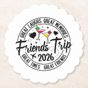 Posavasos De Papel Vacaciones de viaje 2026 Grupo coincidente de amig
