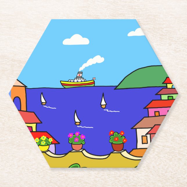 Posavasos De Papel Vacaciones Mediterráneas (Anverso)