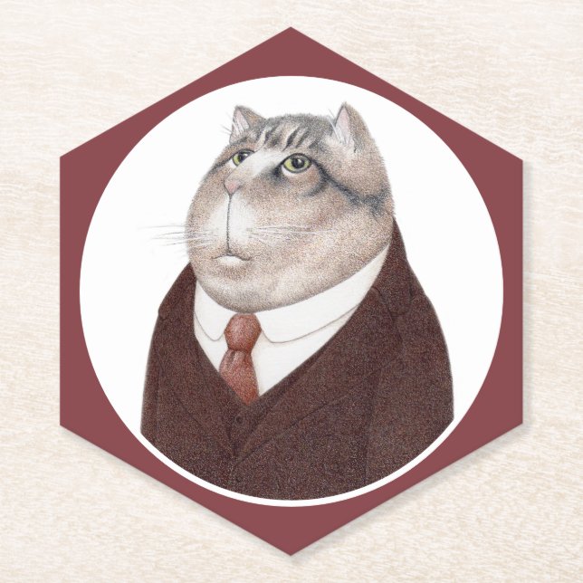 Posavasos De Papel VÁLCULO CAT Pointy Hexagon Paper Coasters (Anverso)