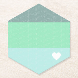 Posavasos De Papel Valentines Heart-Drawn Love Blue Green