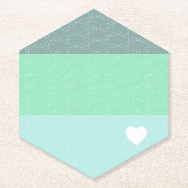 Posavasos De Papel Valentines Heart-Drawn Love Blue Green (Anverso)