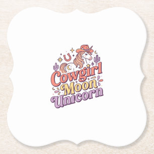 Posavasos De Papel Vaquera Unicornio Luna Unicornio Diseño de Merch C