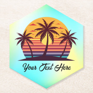 Posavasos De Papel Vector Atardecer Con Palmeras
