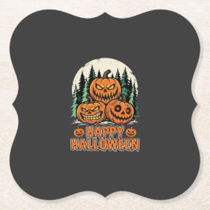 Posavasos De Papel Vector de bosque de calabaza espeluznante de Hallo