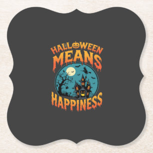 Posavasos De Papel Vector de Casa Embrujada de Felicidad de Halloween