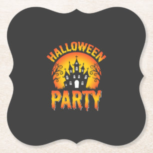 Posavasos De Papel Vector de fiesta de casa embrujada de Halloween
