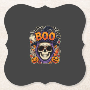 Posavasos De Papel Vector de gafas de sol de cráneo de Halloween Boo