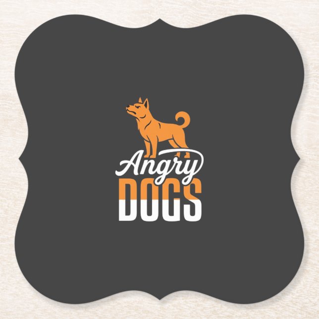 Posavasos De Papel Vector Mascota Perros Enojados (Anverso)