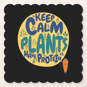 Posavasos De Papel Vegan Mantén la Calma Las Plantas Tienen Proteína