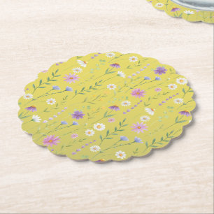 Posavasos De Papel Vegetación moderna Acuarela Rústica Botánica flora