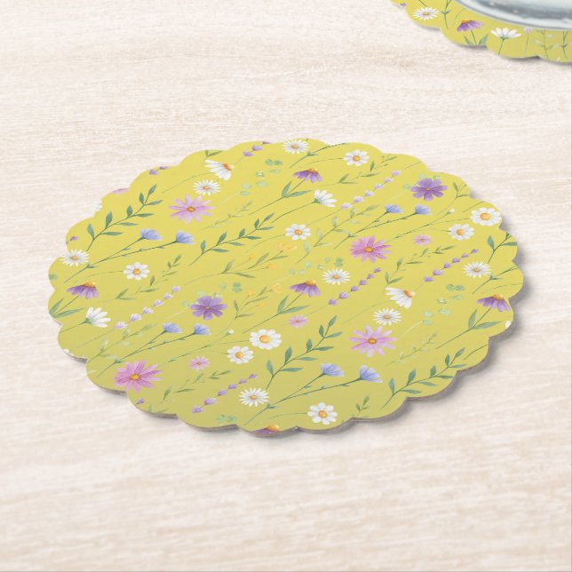 Posavasos De Papel Vegetación moderna Acuarela Rústica Botánica flora (En perspectiva)