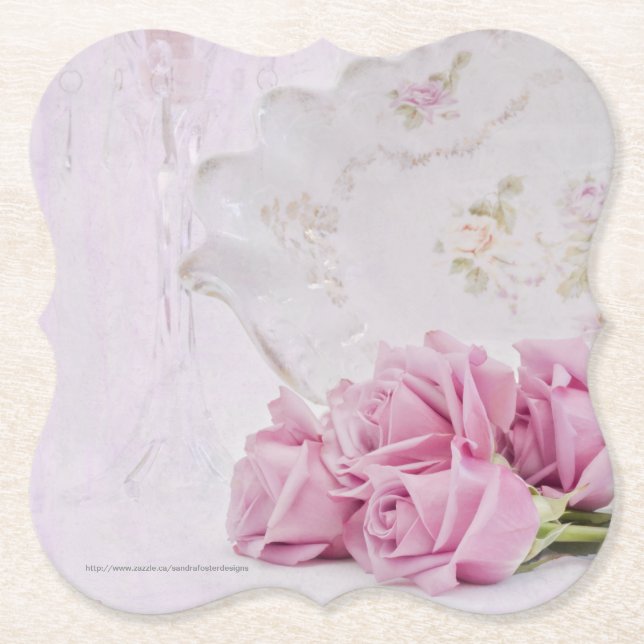 Posavasos De Papel Velas Y Rosas (Anverso)