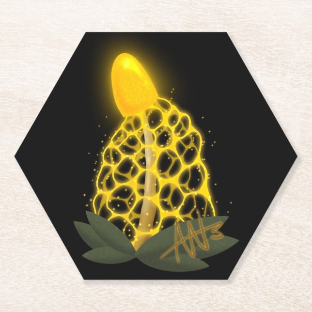 Posavasos De Papel Velo mágico de novia hongo amarillo espárrago (Anverso)