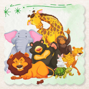 Posavasos De Papel Ven A Unirte Al Fiesta De Animales Safari De Pack