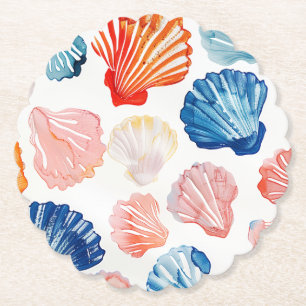 Posavasos De Papel Verano Elegante - Platos de Papel de Conchas Marin