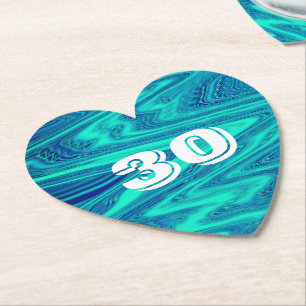 Posavasos De Papel Verde azuladas olas azules resumen edad de 30 Pers