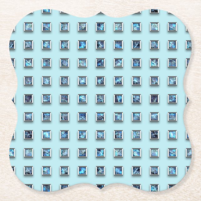 Posavasos De Papel Verde azulado azul y oro Gem moderno (Anverso)