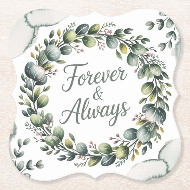 Posavasos De Papel Verde Menta y Verde Salvia Eucalipto (Anverso)