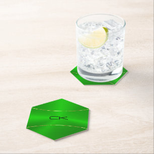 Posavasos De Papel Verde metálico con escayola de papel de acento dor