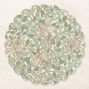 Posavasos De Papel Verde Suave Vintage William Morris Madreselva