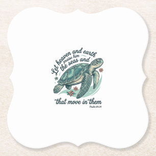 Posavasos De Papel Versículo de la Biblia de Tortuga Marina Diseño de