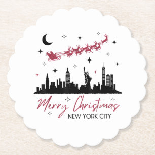Posavasos De Papel Viaje de Navidad a la ciudad de Nueva York, Feliz