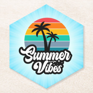 Posavasos De Papel Vibraciones de Verano con Diseño de Palmeras