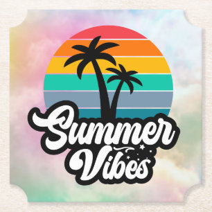 Posavasos De Papel Vibraciones de Verano con Diseño de Palmeras