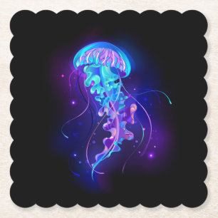 Posavasos De Papel Vibrante color Glustre medusas