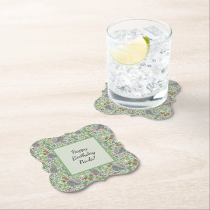 Posavasos De Papel Victoria Vintage Bunny Rabbit Berry Garden Pascua