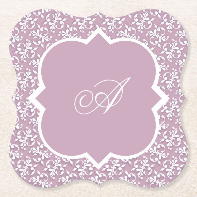 Posavasos De Papel Victorian Lace Pink Monogram Paper Coaster (Anverso)