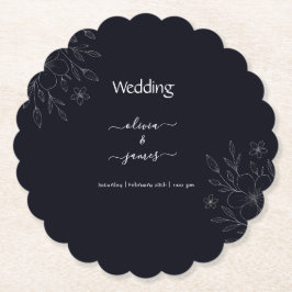 Posavasos De Papel Vid floral minimalista moderna simple de color neg