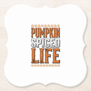 Posavasos De Papel Vida de calabaza especiada Tipografía vintage de H