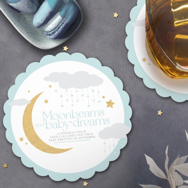 Posavasos De Papel Vigas de luna y sueños de bebé ducha azul (Subido por el creador)