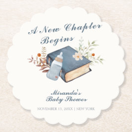 Posavasos De Papel Vintage A New Chapter Book Bottle Baby Shower