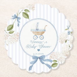 Posavasos De Papel Vintage Baby Carriage French Stripes Baby Shower