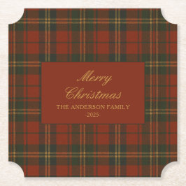 Posavasos De Papel Vintage Christmas Party Plaid Classic Timeless