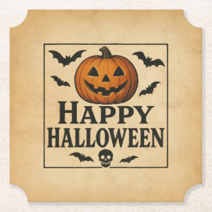 Posavasos De Papel Vintage/classic Happy Halloween jack-o-lantern