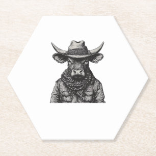 Posavasos De Papel Vintage Cowboy Bull Rodeo Moooch Obligado Pardner