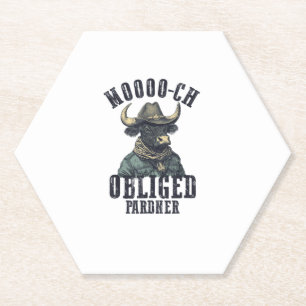 Posavasos De Papel Vintage Cowboy Bull Rodeo Moooch Obligado Pardner 