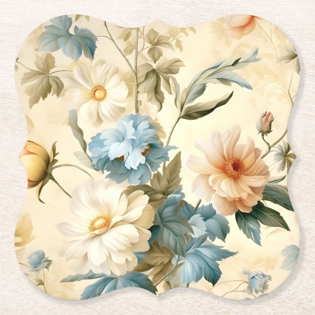 Posavasos De Papel Vintage Floral (Anverso)