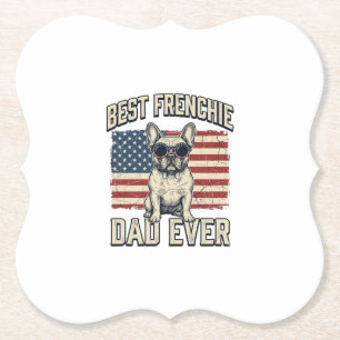 Posavasos De Papel Vintage Frenchie Papá Bandera Americana