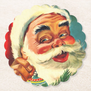 Posavasos De Papel Vintage Jolly Santa Claus Face