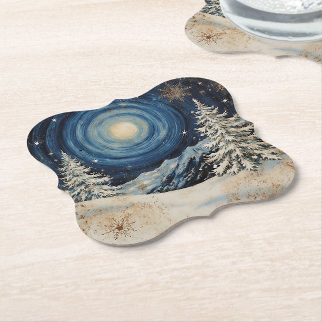 Posavasos De Papel Vintage Winter Christmas Escape (En perspectiva)