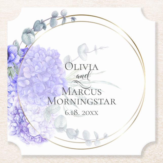 Posavasos De Papel Violet Hydrangea Floral Bouquet Luncheon (Anverso)
