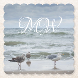 Posavasos De Papel Vistas al mar: olas y gaviotas