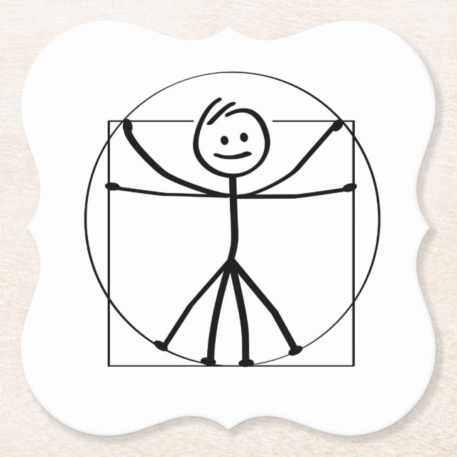 Posavasos De Papel Vitruvius en Vitruviusman. Leonardo da Vinci.  (Anverso)