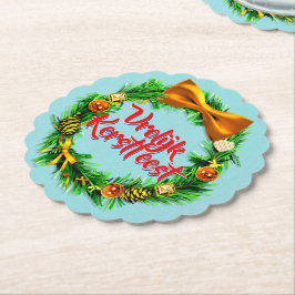 Posavasos De Papel Vrolijk Kerstfeest Holandés Feliz Navidad